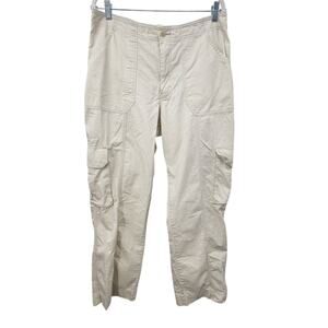 Abercrombie & Fitch Women's Wide Leg Cream Cargo Pants Size 32‎ 14L Long